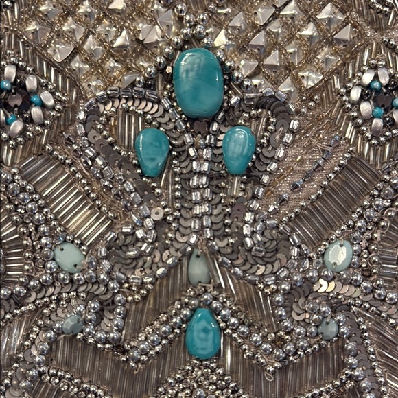 Beaded Evening Bag Embellished Clutch with Wristlet - Picture 2 of 7